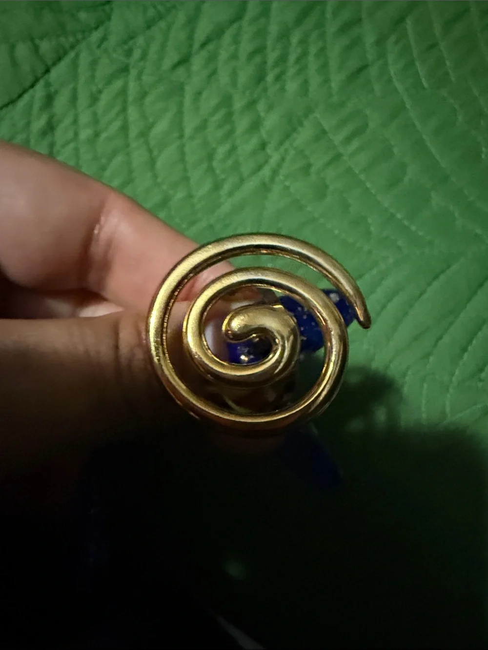 Gold Spiral Statement Ring with adjustable back